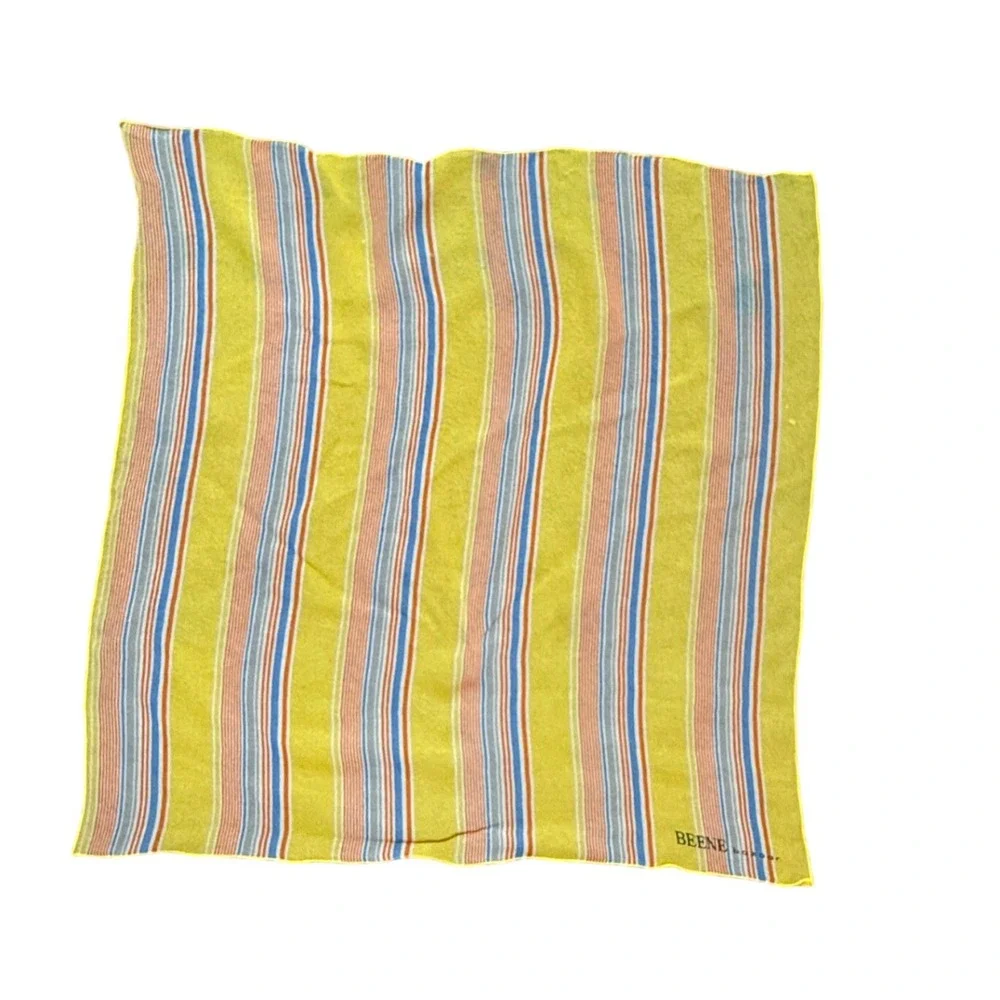 BEENE BAZAAR‎ Yellow Striped Silk Scarf Neck Scarf Bandana Head Scarf